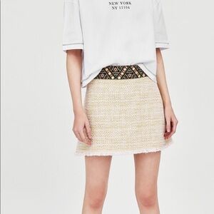 ZARA Tweed Skirt Waist Detail Size M